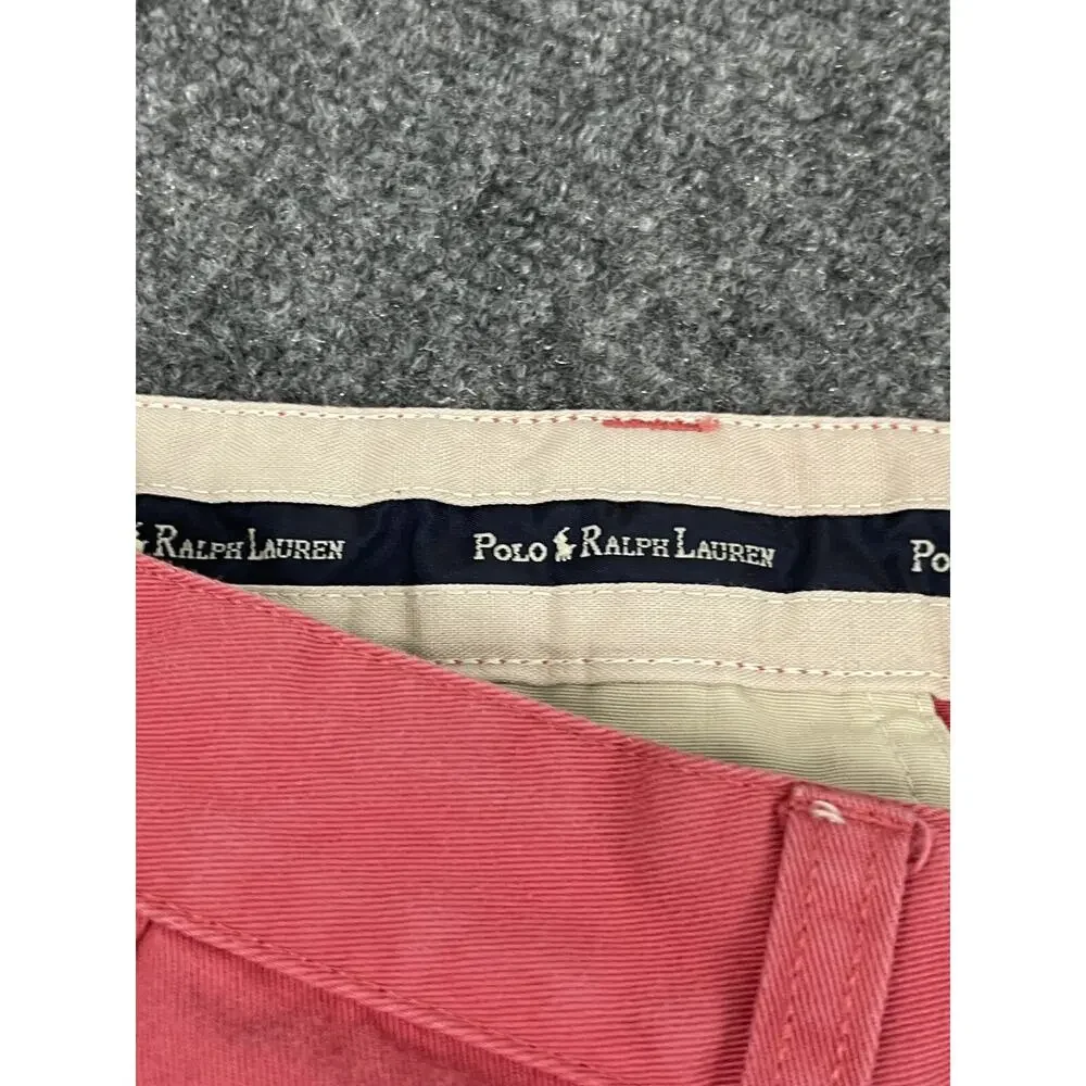 POLO Ralph Lauren Shorts Mens 35 Chino Flat Front Khaki Coral Pink N116